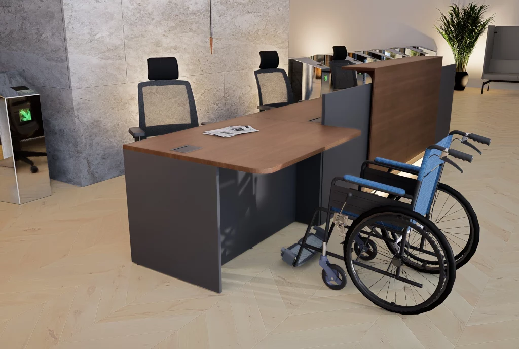 Balcão de Recepção para Escritório, Consultório e Clínica com LED embutido, modular. Para cadeira de rodas / PCD