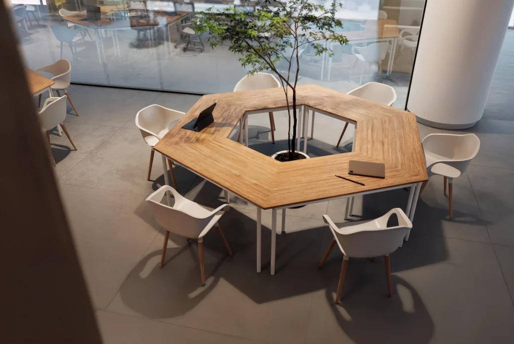 Mesa trapezoidal para escritório - Design modular
