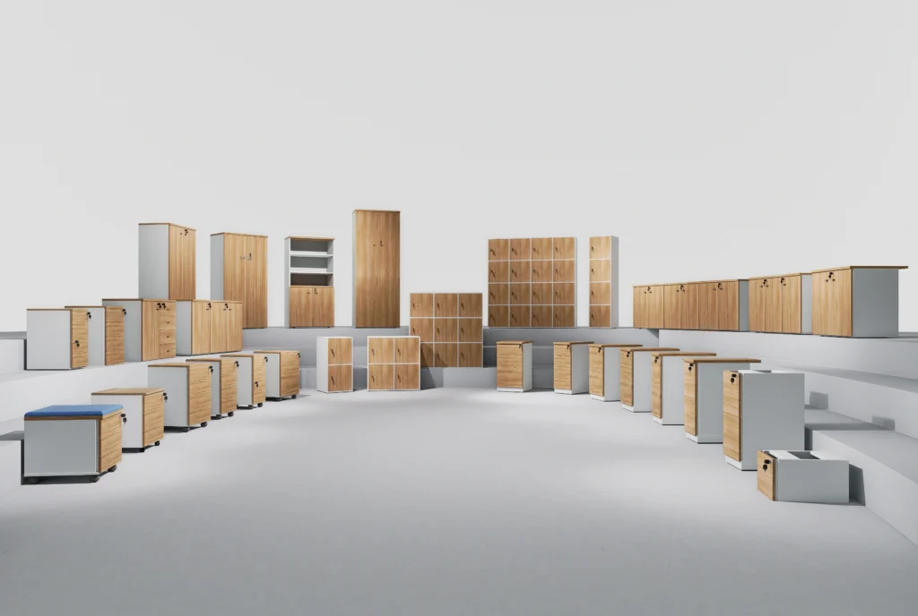 Gaveteiro para escritório: Linha completa para mesa, avulso, com rodizio, com chave e com pasta suspensa e organizador